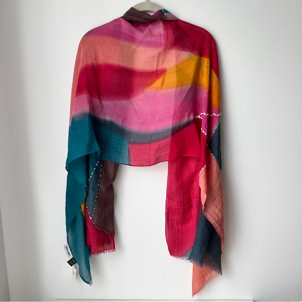 New With Tags NWT Vivante 70% Cotton 30% Silk Multicolor Scarf Approx 24 x 72 - Picture 4 of 12